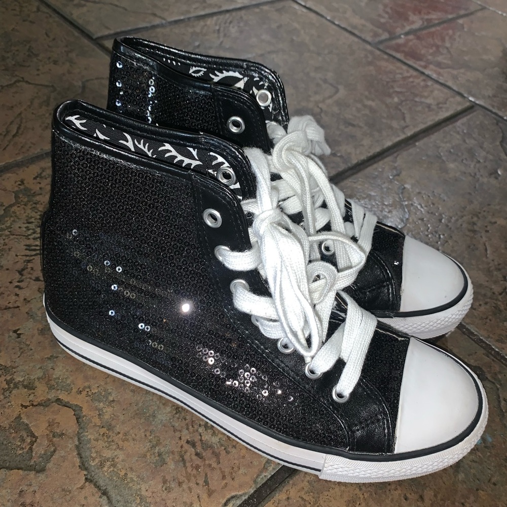 High top glitter sneakers